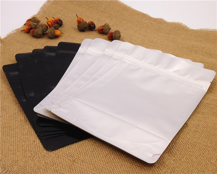 100pcs Clear Front Glossy Black Aluminum Foil Zip Lock Bag Resealable Bakery Cookies Nuts Tea Snack Ground Coffee Seeds Cereals Kitchen Packaging Pouc
