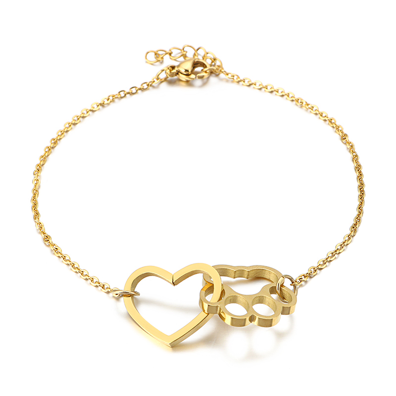 Link, Chain Simple Stainless Steel Heart And Dog Footprints Bracelet Gold Silver Rose Color Woman Accessories
Link, Chain Simple Stainless Steel Heart And Dog Footprints Bracelet Gold Silver Rose Color Woman Accessories