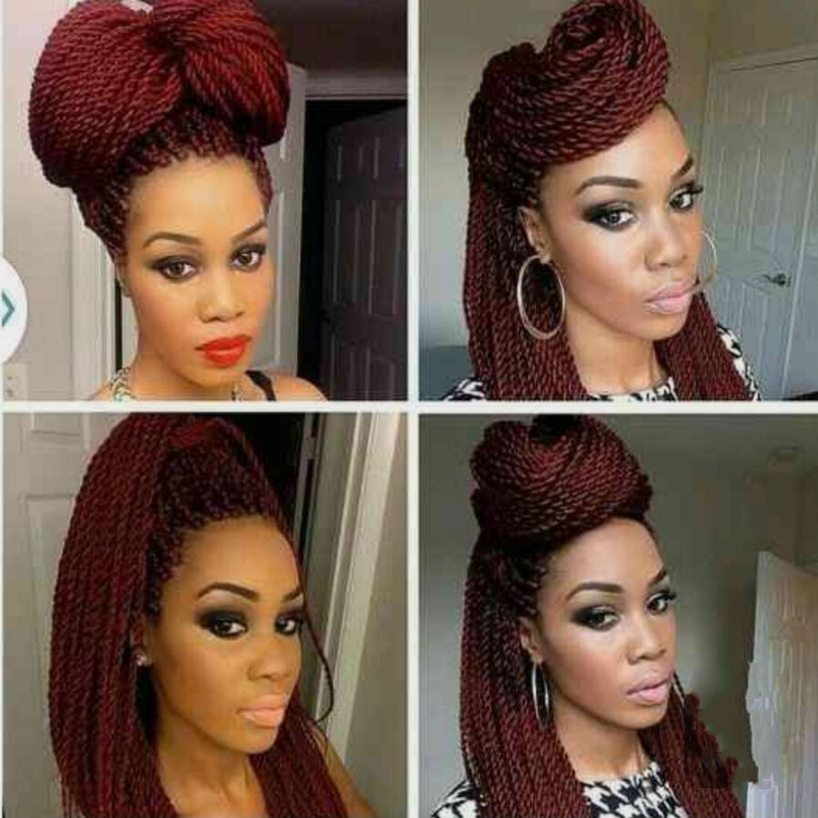 High quality TWIST Braided Wig burgundy wine red color color senegalese twist full Lace Front Wigsr Long Braid Wigs with Baby Hair