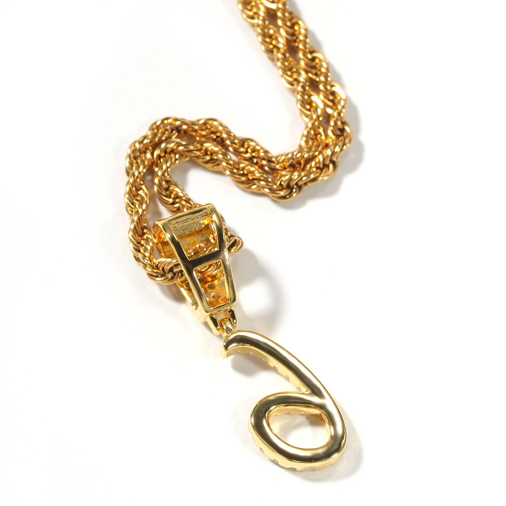 New Fashion personalized 18K Gold Bling Diamond Cursive 09 Digital Numbers Pendant Necklace Custom Sports Number DIY Jewelry for