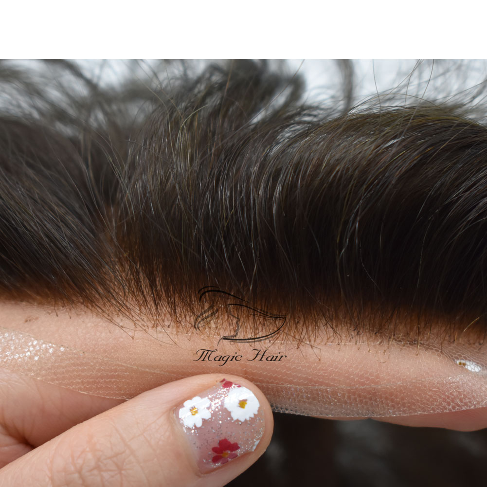 Men Full Lace Toupee Brazilian Human Remy Hair Wig For Males Comfortable As Like Own Hair(Full Lace)