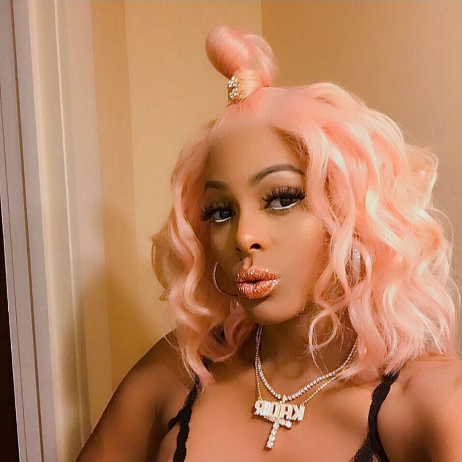 High Temperature Fiber Pink Body Wavy Natural Hairline Hair Wigs pink Synthetic Lace Frontal Wig cosplay for white/Black Women