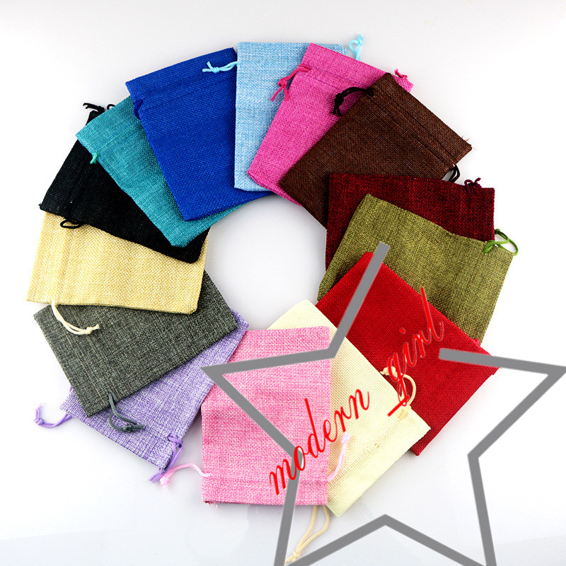 100 Pcs/Lot Fabric Drawstring Yarn Bag Pouches Candy Jewelry Party Wedding Favor Gift Pouch Bags 10*14cm