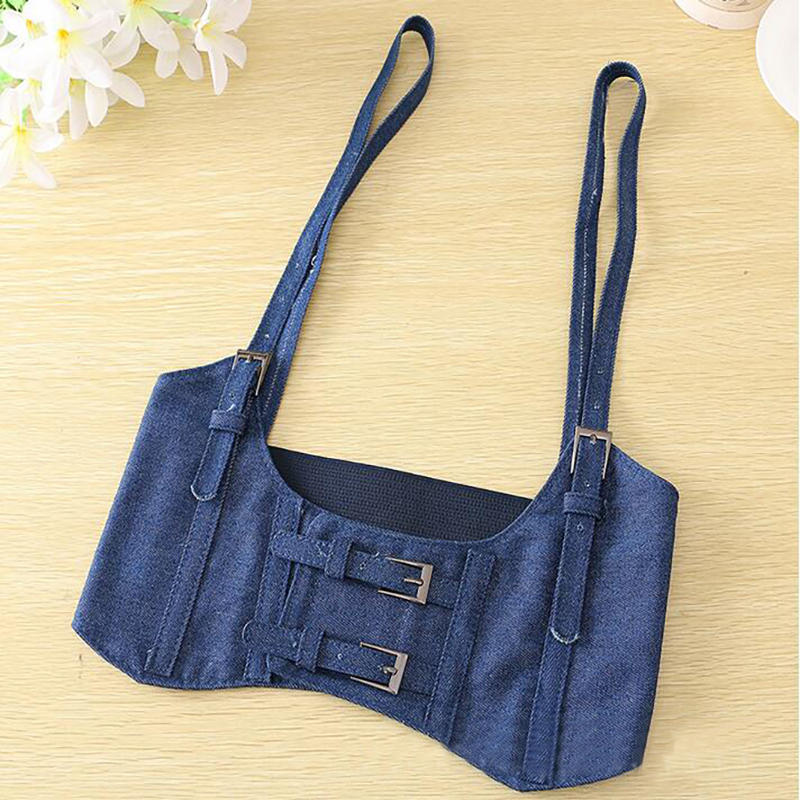 New Sexy Women Push Up Bust Strap Harness Corset belts Women Casual denim Wide belt Lady Suspender accessories Elastic Belt Y191218