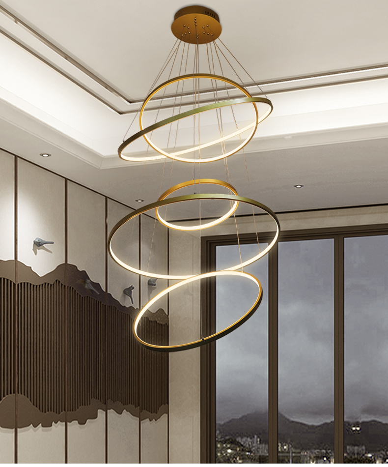 Modern Aluminum Classical Circle Ring Led Pendant Light For Living Room Bedroom White Black Silver Gold Frame Home Lighting