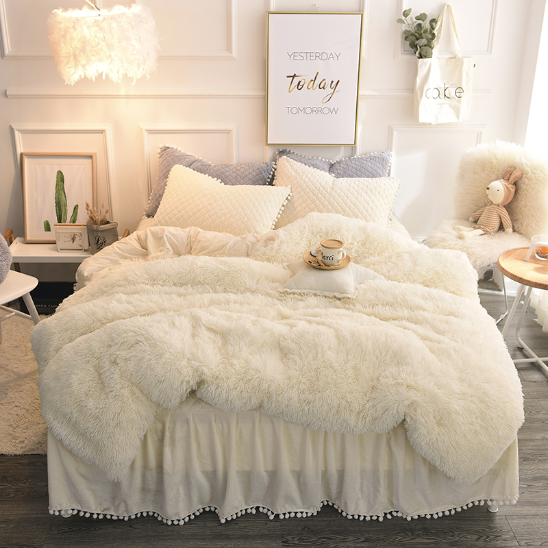 Plush Shaggy Duvet Cover Set Quilted Pompoms Fringe Ruffles Bedskirt Pillow Shams Bedding Set Full Queen King 4/6PCS, Bedding set 1
Plush Shaggy Duvet Cover Set Quilted Pompoms Fringe Ruffles Bedskirt Pillow Shams Bedding Set Full Queen King 4/6PCS, Bedding set 1