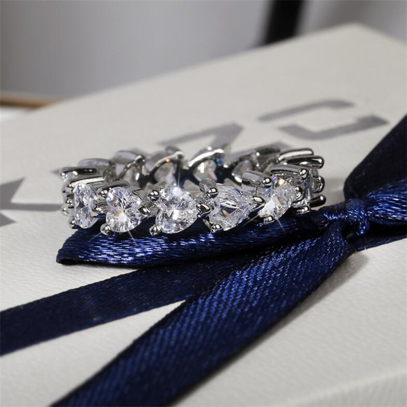 Choucong New Arrival Hot Sale Unique Luxury Jewelry 925 Sterling Silver Full Pear Cut White Topaz CZ Diamond Gemstones Women Wedding Ring