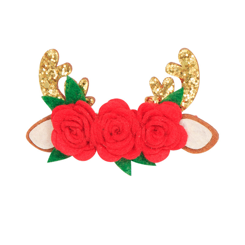 20 pcs/lot, Christmas Reindeer Bow Hair clips, Felt flowers Glitter hair bow clips, Children girls accessories