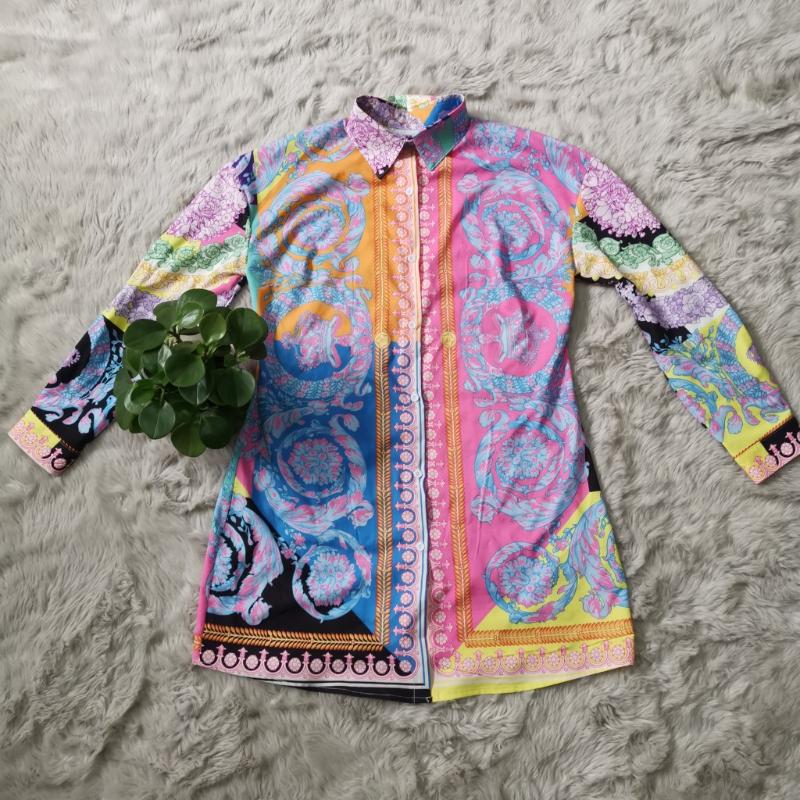 Two Piece Dress Sets Women Long Sleeve Shirt And Skirts Suits Flower Print Tops Vintage Skirt For Elegant Women's 2 Pcs