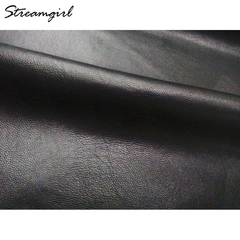 Black Leather Skirt Women Plus Size Midi PU Pencil Skirts Womens Skirt With High Waist Office Leather Skirt Knee Length Female LY191203