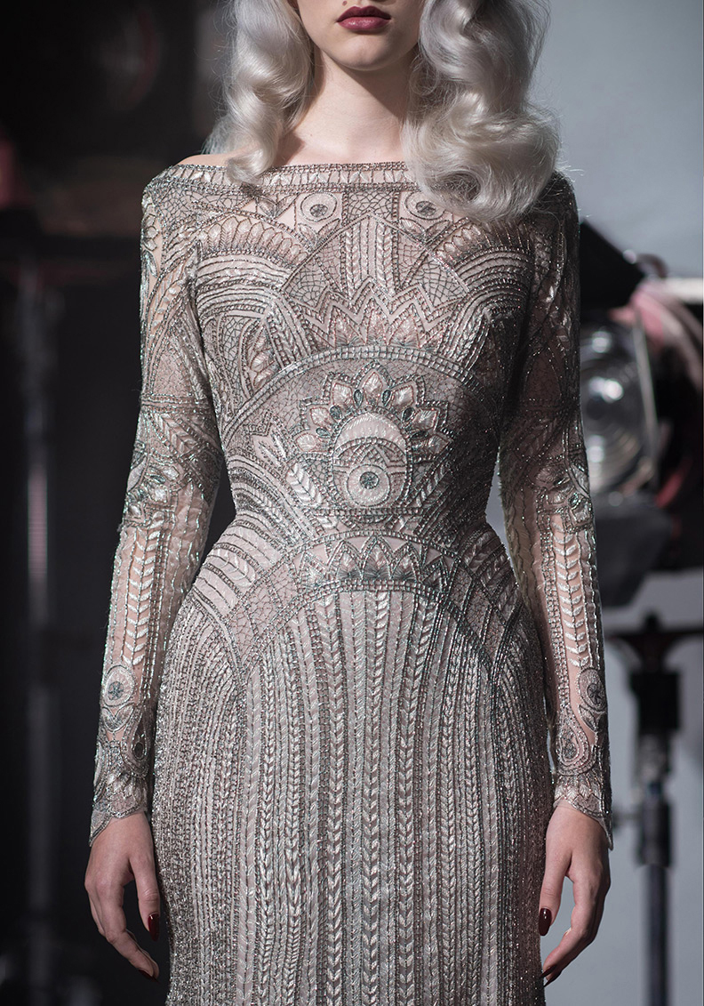 2020 Modest Paolo Sebastian Bateau Long Sleeve Mermaid Evening Dresses Lace Applique Formal Dresses Sweep Train Party Gown