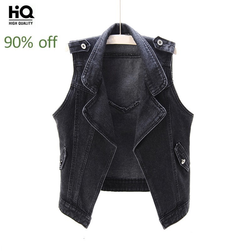 Casual Denim Sleeveless Jacket Women Spring 2020 Black Lapel Short Vest Plus Size 5XL High Street Cardigan Waistcoat Female, As picture
Casual Denim Sleeveless Jacket Women Spring 2020 Black Lapel Short Vest Plus Size 5XL High Street Cardigan Waistcoat Female, As picture