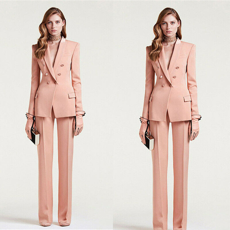 Dusty Pink Women's Pant Suits One Button Custom Made Mother's Dress Ladies Formal Office Evening Work Wear Tuxedos(Jacket+Pants)