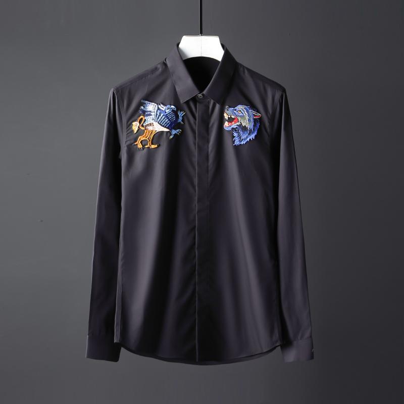 Black White Men Shirt 100% Cotton Wolf Head Embroidered Men Shirt Long Sleeve Luxury Fashion Trend Casual
Black White Men Shirt 100% Cotton Wolf Head Embroidered Men Shirt Long Sleeve Luxury Fashion Trend Casual