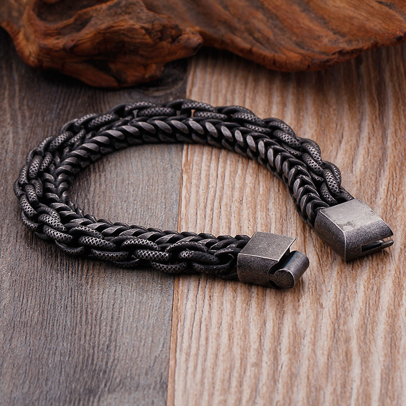 10 Inches Heavy Chain Link Stainless Steel Men's Bracelet For Men Mens Bracelets & Bangles 2018 Biker Jewelry Bracelet Male Punk T191230