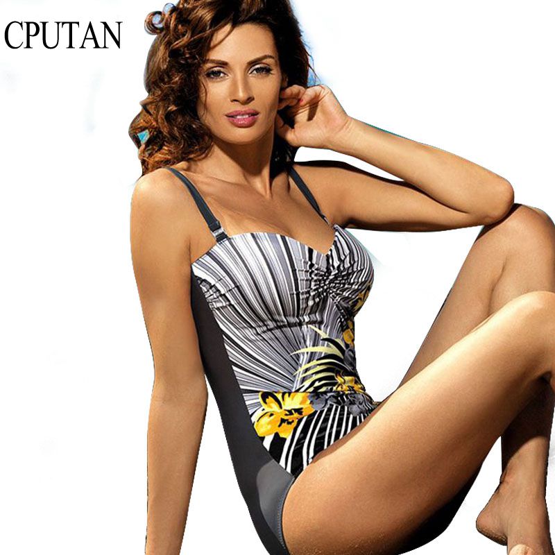 Vintage One Piece Swimsuit 2019 Swimwear Women Push Up Monokini Bodysuit Plus Size Swimwear Beach Wear Retro Bathing Suit Female