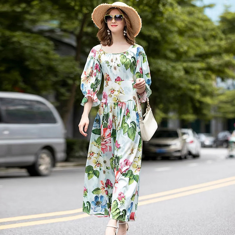 Fashion Design Flare Sleeve Women Long Dress 2020 Autumn Elegant Floral Print O Neck Slim Maxi Dresses Ladies, As pic
Fashion Design Flare Sleeve Women Long Dress 2020 Autumn Elegant Floral Print O Neck Slim Maxi Dresses Ladies, As pic