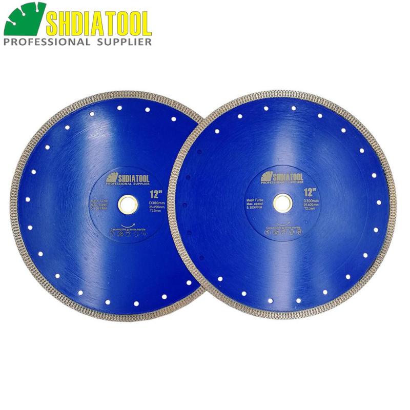 SHDIATOOL 2pcs Dia12"/300mm Hot-pressed Sintered Diamond Cutting Disc X Mesh Turbo Rim Segment Saw Blade For Tile Ceramic Marble
SHDIATOOL 2pcs Dia12"/300mm Hot-pressed Sintered Diamond Cutting Disc X Mesh Turbo Rim Segment Saw Blade For Tile Ceramic Marble