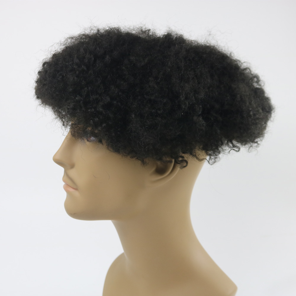 Afro Kinky Curly Toupee for Men Full Swiss Lace Hair Pieces Brazilian Virgin Human Hair Replacement