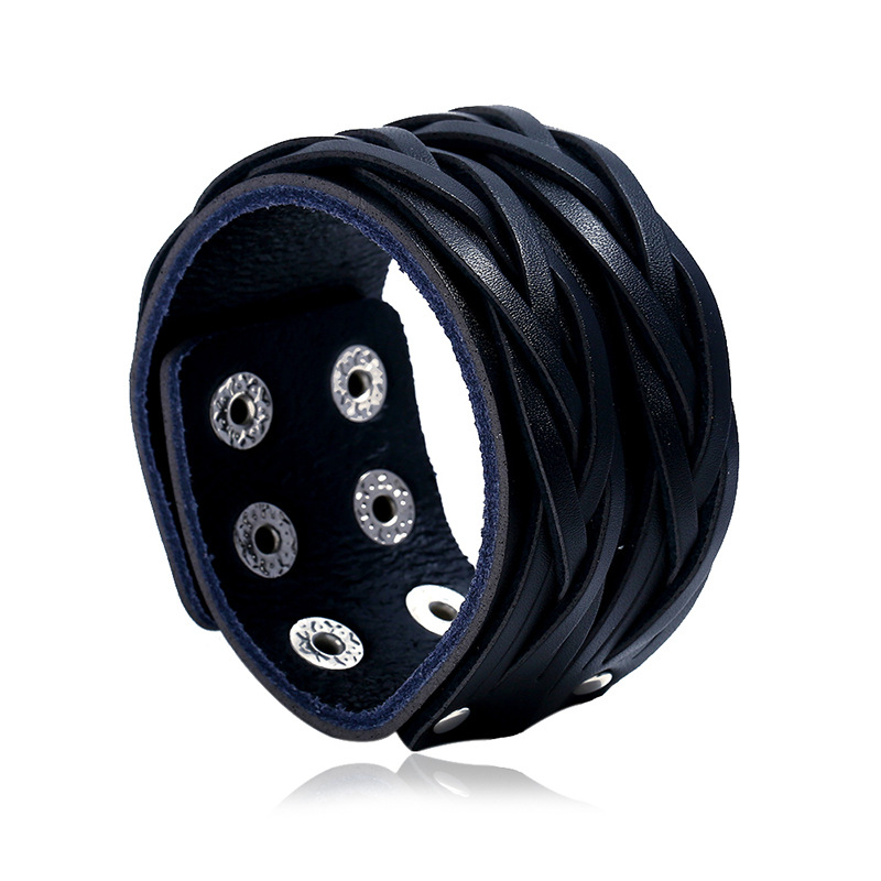 Fashion Jewelry Personality Vintage Rock Band Bikers Wide Bangle Rivet Alloy Leather Bracelet Men's Casual Vintage Punk Bracelet B0604
Fashion Jewelry Personality Vintage Rock Band Bikers Wide Bangle Rivet Alloy Leather Bracelet Men's Casual Vintage Punk Bracelet B0604