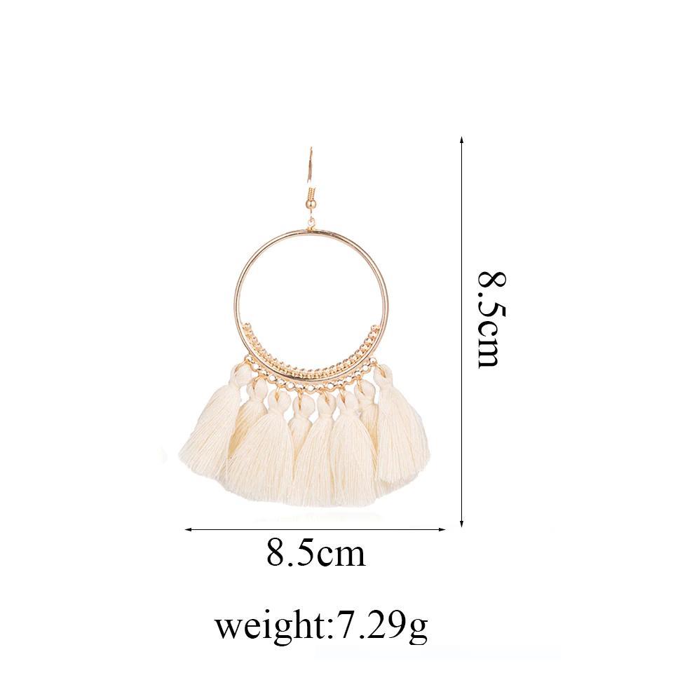 Fashion-Bohemian Ethnic Fringed Tassel Earrings for Women Golden Round Circle Ring Dangle Hanging Drop Earrings Jewelry Accessories 20pairs