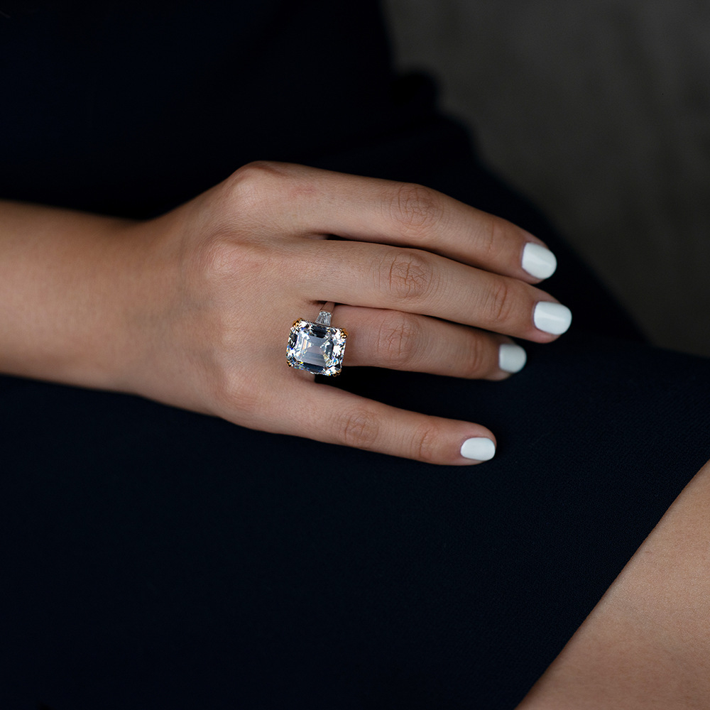 OneRain Classic 100% 925 Sterling Silver Emerald Cut Topaz Citrine Sapphire Gemstone Engagement Couple Rings Jewelry Wholesale V191202