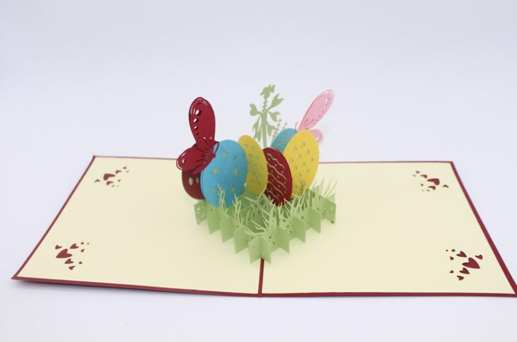 Easter Festival 3D Pop Up Card Hollow Easter Egg Butterfly Greeting Card Blessing Cards Creative Gift