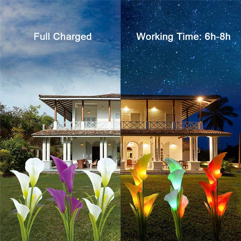 Solar Flower Lamp Outdoor Multi Color Changing LED Calla Lotus Flowers Light for Garden, Lawn, Backyard