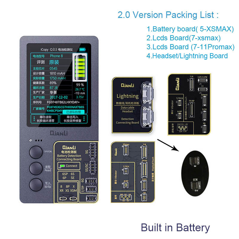 Qianli iCopy Plus Ture Tone Repair for 11 Pro Max 8 X XR XS Battery Vibration/Touch Headset Programmer Built in battery
Qianli iCopy Plus Ture Tone Repair for 11 Pro Max 8 X XR XS Battery Vibration/Touch Headset Programmer Built in battery