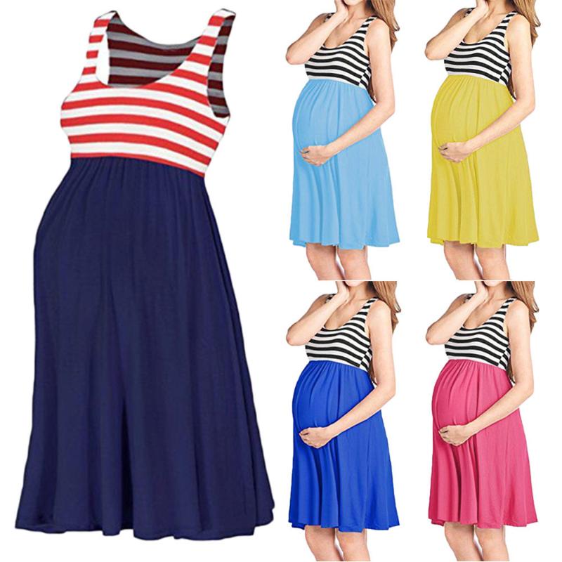 Womens Maternity Dresses Sleeveless Side Ruched Stripe Splice Pregnancy Dresses Classic Summer Clothes Nursing Dress 2020, Pic1
Womens Maternity Dresses Sleeveless Side Ruched Stripe Splice Pregnancy Dresses Classic Summer Clothes Nursing Dress 2020, Pic1
