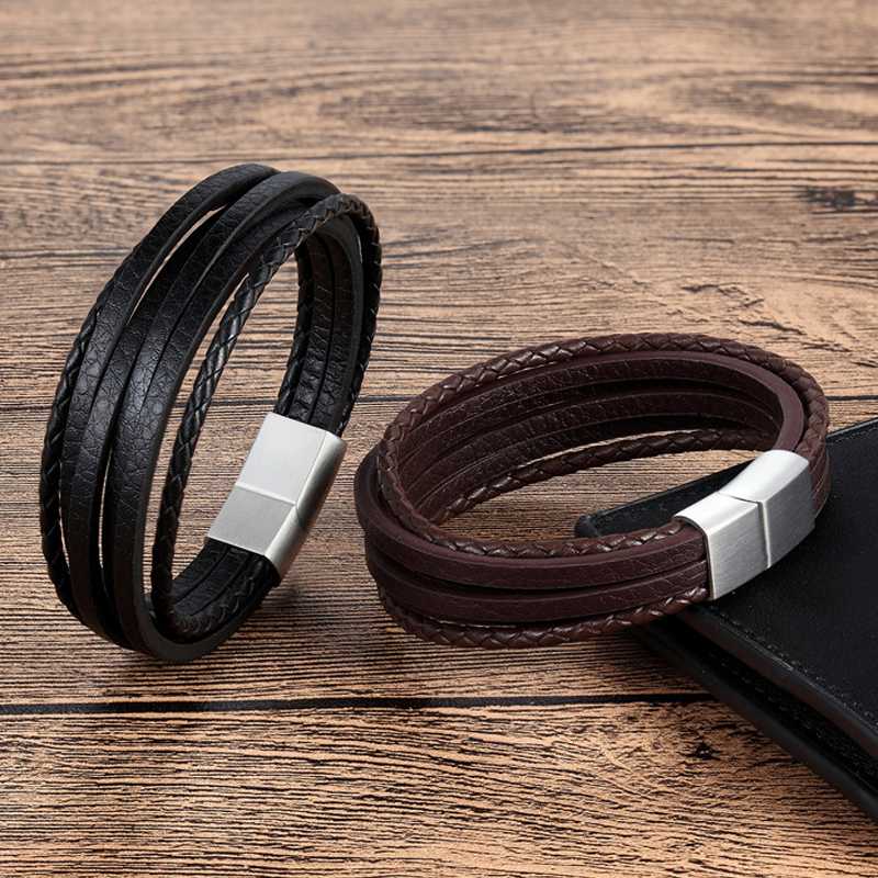 TJP Black/Blown Color 20.5mm New Multi-layers Handmade Braided Genuine Leather Bracelet & Bangle For Men Male Hand Jewelry
TJP Black/Blown Color 20.5mm New Multi-layers Handmade Braided Genuine Leather Bracelet & Bangle For Men Male Hand Jewelry