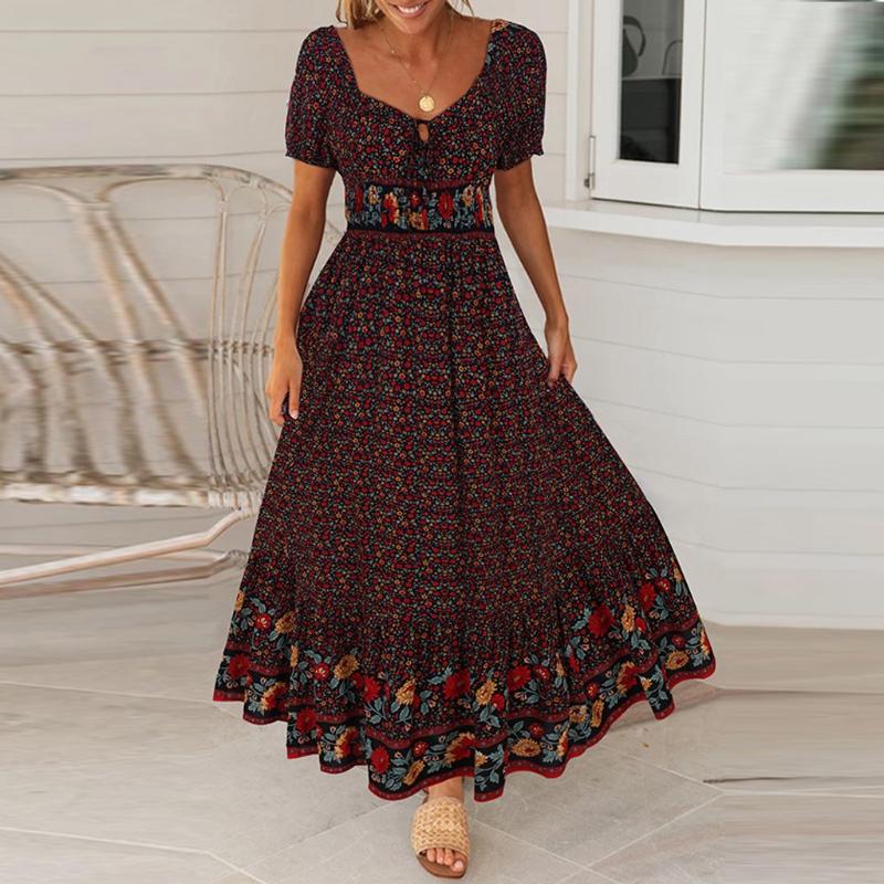 2020 New Spring Summer dresses Women Casual V-Neck Chiffon Floral Print High waist Dress Summer Short sleeve maxi Dress
2020 New Spring Summer dresses Women Casual V-Neck Chiffon Floral Print High waist Dress Summer Short sleeve maxi Dress