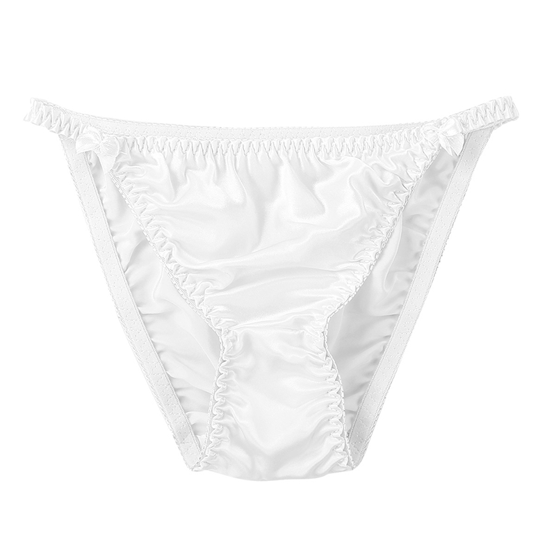 Women's Briefs Sexy Silk Smooth Soft Underwear Woman Elastic Waistband Lingerie Panties Low Rise High Cut Pure Color Underpants