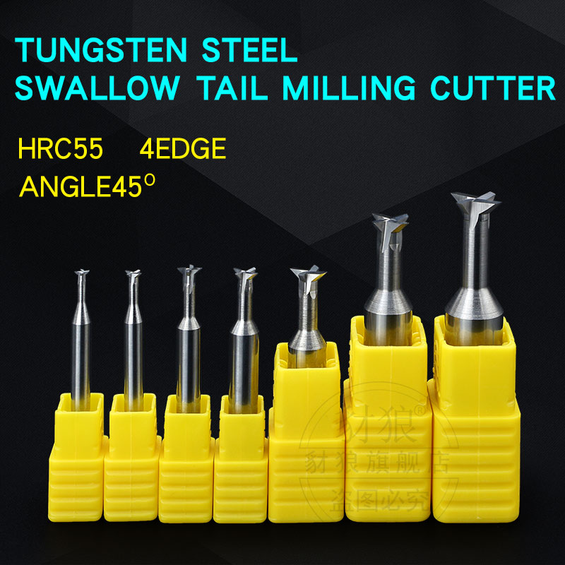 HRC55° 4 edge Dovetail groove milling cutter Monolithic alloy Dovetail milling cutter 3 4 5 6 8 10 12 14 * 45 degrees angle Chamfer CNC Tool
HRC55° 4 edge Dovetail groove milling cutter Monolithic alloy Dovetail milling cutter 3 4 5 6 8 10 12 14 * 45 degrees angle Chamfer CNC Tool