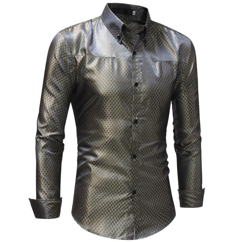 Silk Shirt Men 2018 Satin Smooth Men grid Shirt Business Chemise Homme Casual Slim Fit Shiny Gold Wedding Dress Shirts, Black
Silk Shirt Men 2018 Satin Smooth Men grid Shirt Business Chemise Homme Casual Slim Fit Shiny Gold Wedding Dress Shirts, Black