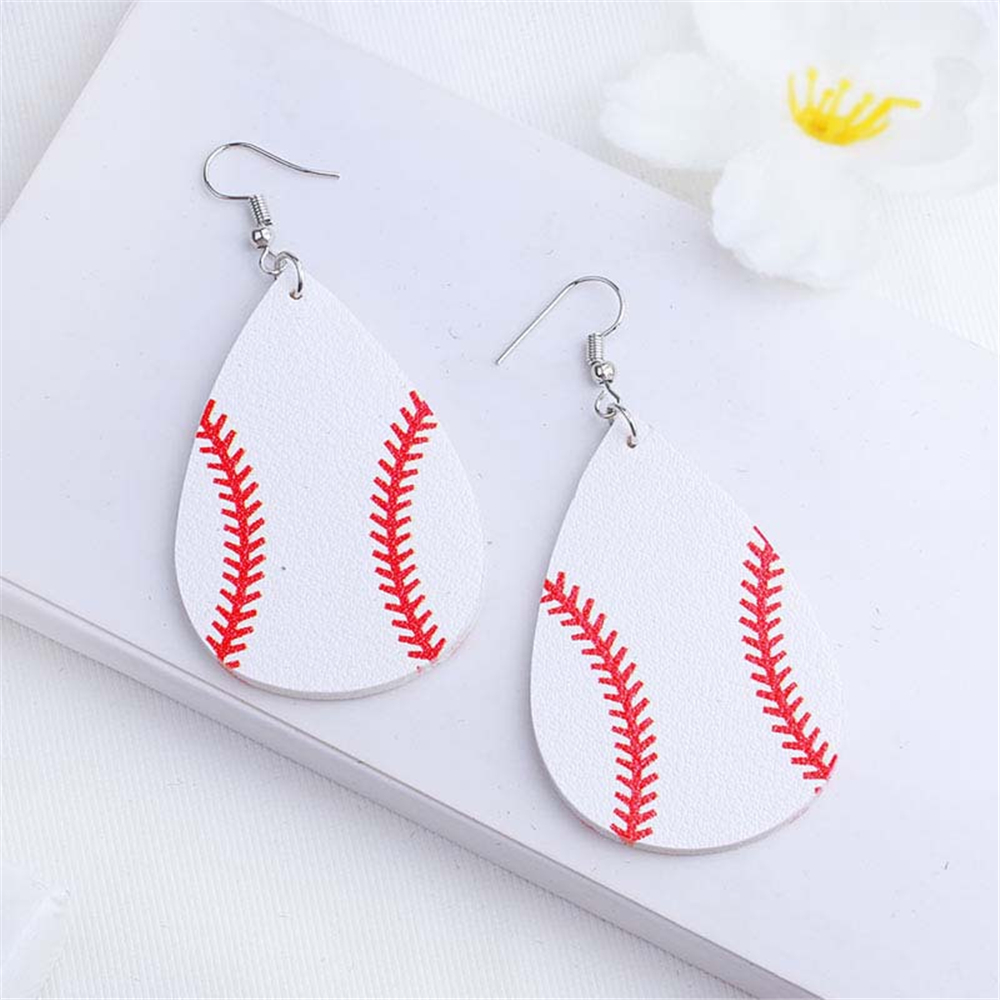 Water Drop Earrings Baseball Leather Pendant Drop Earrings Women Fashion Jewelry Sports Fans Fans