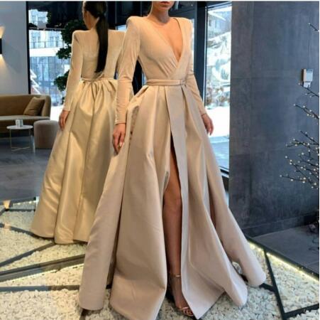 Deep V Neck Formal Evening Dresses Long Sleeves Party Gowns 2020 Sexy Prom Occasion Party Wear Custom Made, Dark navy
Deep V Neck Formal Evening Dresses Long Sleeves Party Gowns 2020 Sexy Prom Occasion Party Wear Custom Made, Dark navy