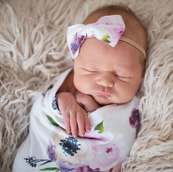 baby blanket Newborn floral printed sleeping bag 2pcs sets with bow headbands swaddle wrap blanket Swaddling Photographic props BY2-009 
baby blanket Newborn floral printed sleeping bag 2pcs sets with bow headbands swaddle wrap blanket Swaddling Photographic props BY2-009