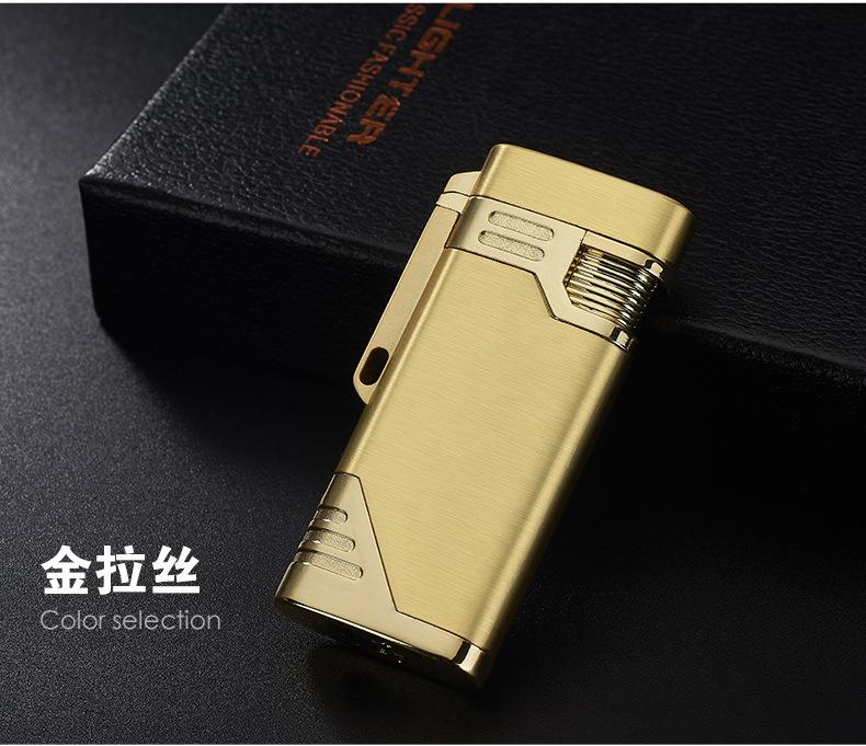 New Arrival Two Nozzles Blue Bussiness Pipe Turbo Jet Butane Metal Lighter Cigarette 1300 C Fire Windproof Torch W260202