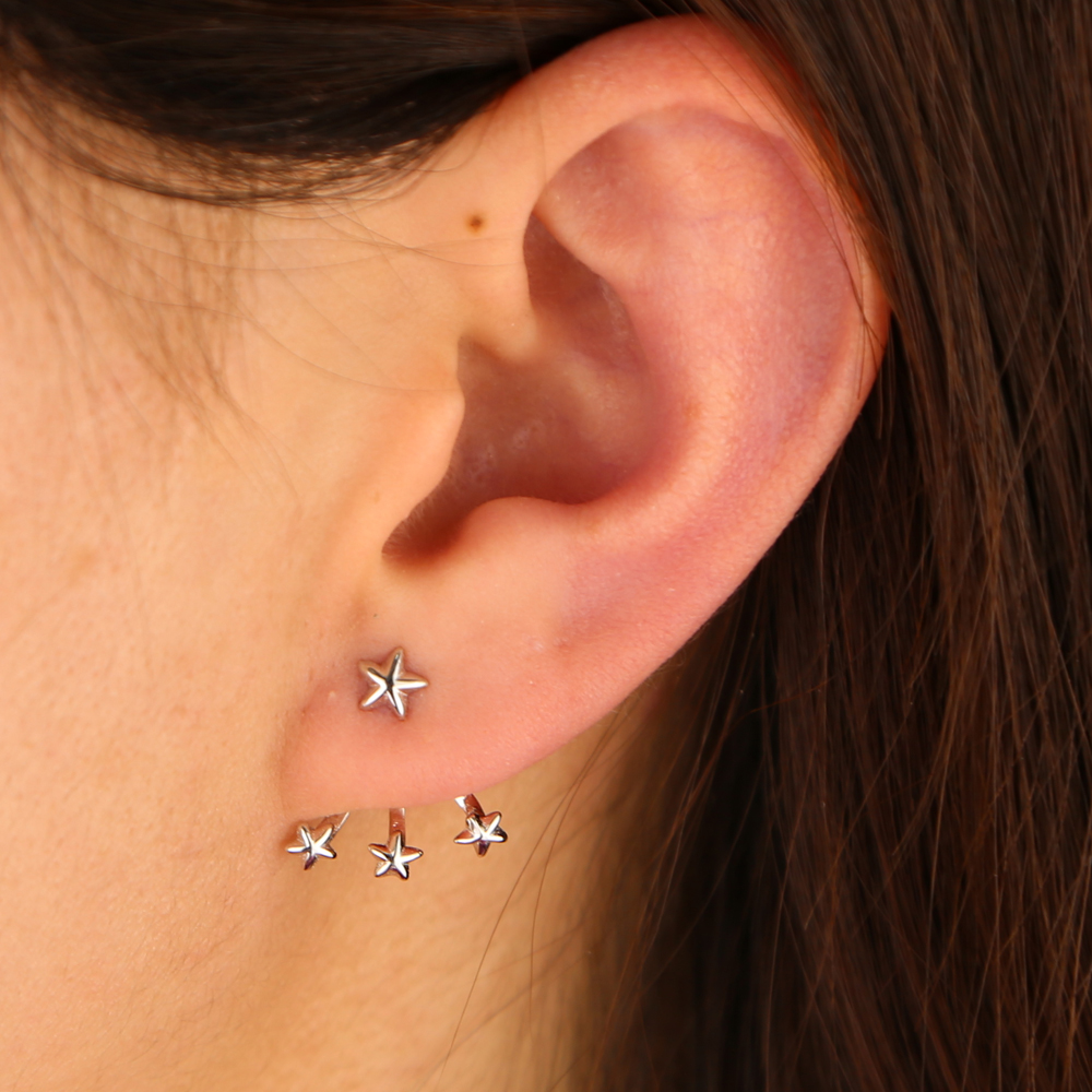 2019 summer beach sea star earring double sided jacket design 925 sterling silver simple jewelry