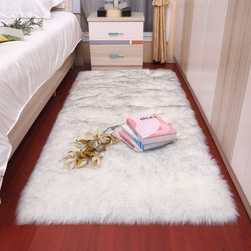 Rectangle Carpets Soft fluffy Faux Sheepskin Fur Area Rugs nordic red center living room carpet Bedroom Floor White Bedside Rug