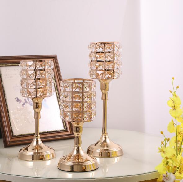 Wedding Centerpieces Candlesticks Gold color Acrylic Candle Holders one Set of 3 three sizes for wedding home Table Centerpieces