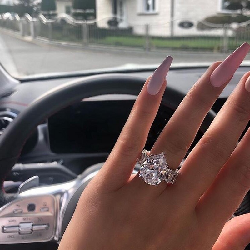 10CT Large Diamond Ring Stunning Luxury Jewelry 925 Sterling Silver Couple Rings Water Drop Pear Cut Topaz Women Wedding Bridal Ring Set
