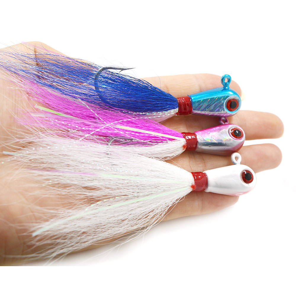 1OZ 3D Eyes Bucktail jig fishing lures 5 colors Big game Saltwater metal Jig Lead Head Bass Fishing baits
1OZ 3D Eyes Bucktail jig fishing lures 5 colors Big game Saltwater metal Jig Lead Head Bass Fishing baits