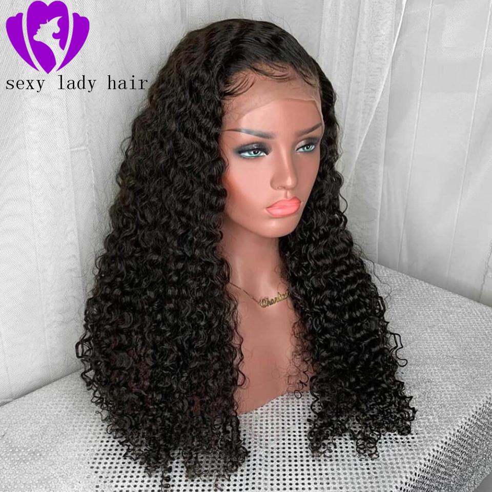 Free shipping Kinky Curly Brazilian silation Human With Baby Hair 13*4synthetic Lace Front Wig Pre Plucked