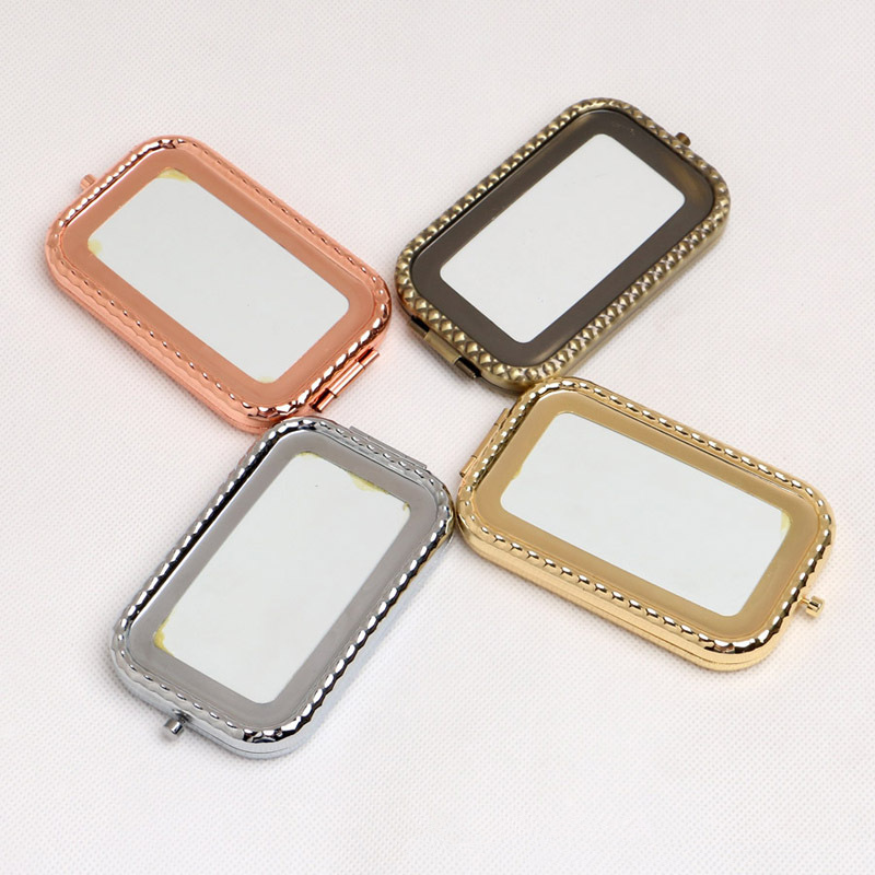 Portable Pocket mirror girl rectangular shaped foldable double makeup mirror Travel tool fast shipping F2308