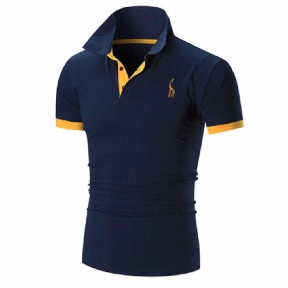 Fashion-Mens T Shirt Brands 2019 Male Short Sleeve Casual Slim Solid Color Embroidery Deer Pattern T-Shirt Men XXXXL