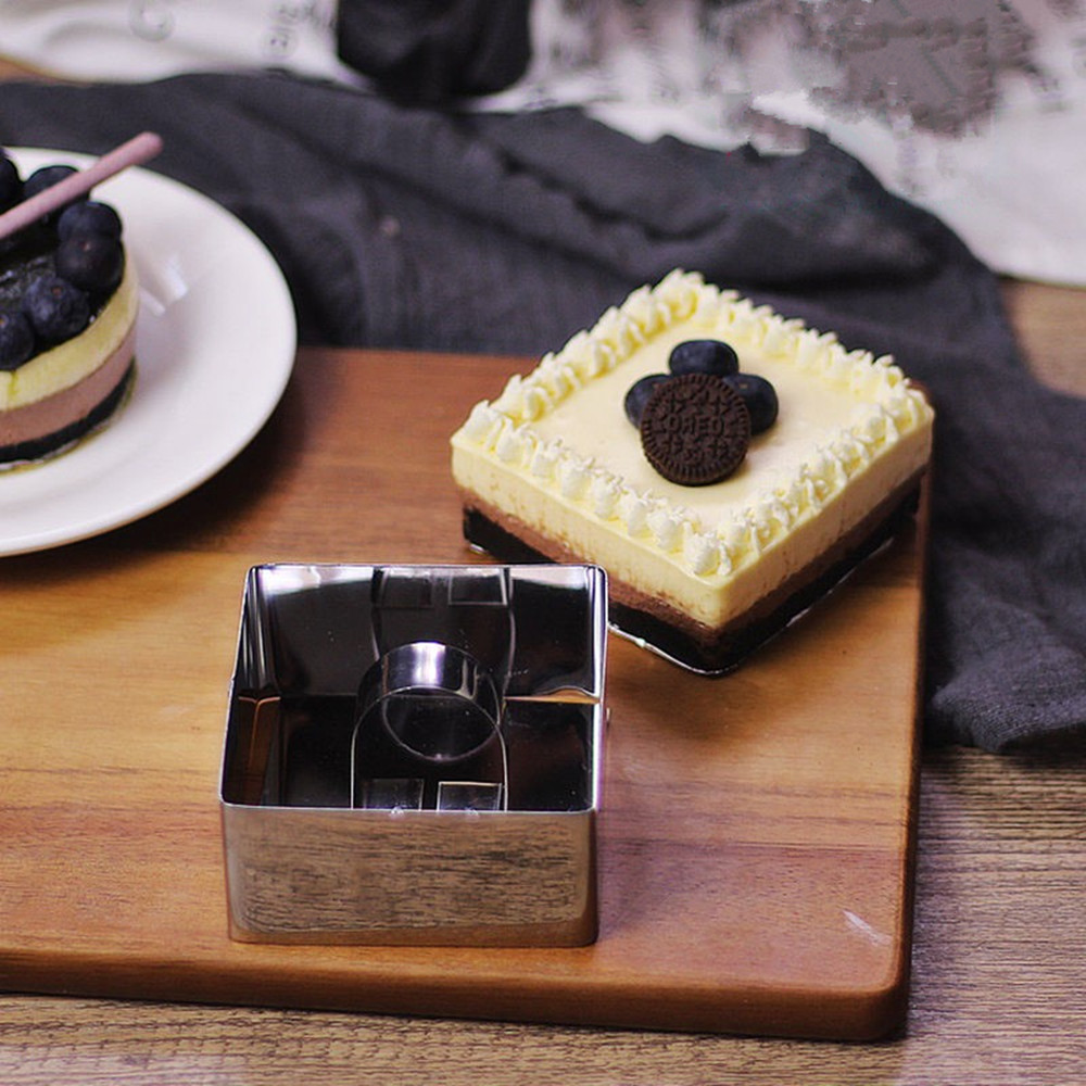 Square 6pcsset Stainless Steel Cooking Rings Dessert Rings Mini Cake and Mousse Ring Mould Set with Pusher15989584778646