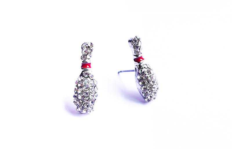 Sports Ball shape Stud Earrings Softball basketball volleyball bowling Baseball Football Rugby Bling Crystal Earrings For women Jewelry Gift