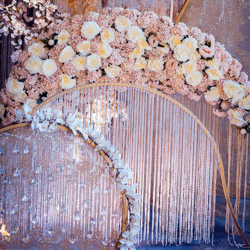 Chandelier Hanging Chain Arches Door backdrops curtain DIY Beads Acrylic Wedding Party Decors Diamond Crystal Garland Hanging Lights Curtain